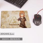 BSD091-某科学超电磁炮动漫 彩印布面20X24薄款鼠标...