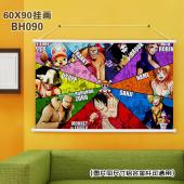 (90X60)BH090-海贼王 动漫白色塑料杆挂画