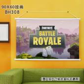 (90X60)BH308-堡垒之夜 动漫白色塑料杆挂画