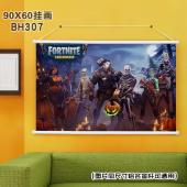 (90X60)BH307-堡垒之夜 动漫白色塑料杆挂画