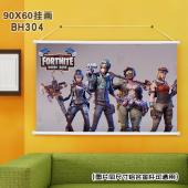 (90X60)BH304-堡垒之夜 动漫白色塑料杆挂画