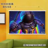 (90X60)BH298-堡垒之夜 动漫白色塑料杆挂画