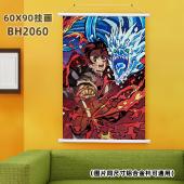 (60X90)BH2060-鬼灭之刃 动漫白色塑料杆挂画