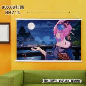 (90X60)BH214-崩坏学园 游戏白色塑料杆挂画
