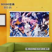 (90X60)BH148-崩坏学园 游戏白色塑料杆挂画
