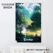 (50X80CM)034-龙猫动漫白色塑料杆挂画