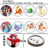 X254-8款6CM  宠物小精灵 go动漫游戏马口铁覆膜胸...