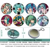 YSK003-初音格子控8款版装圆形镜子钥匙扣