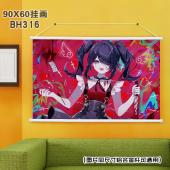 (90X60)BH316主播女孩重度依赖 游戏白色塑料杆挂画