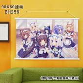 (90X60)BH259-猫娘乐园 动漫白色塑料杆挂画