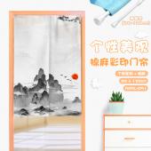 MAML051-水墨画  中国风仿棉麻彩印门帘